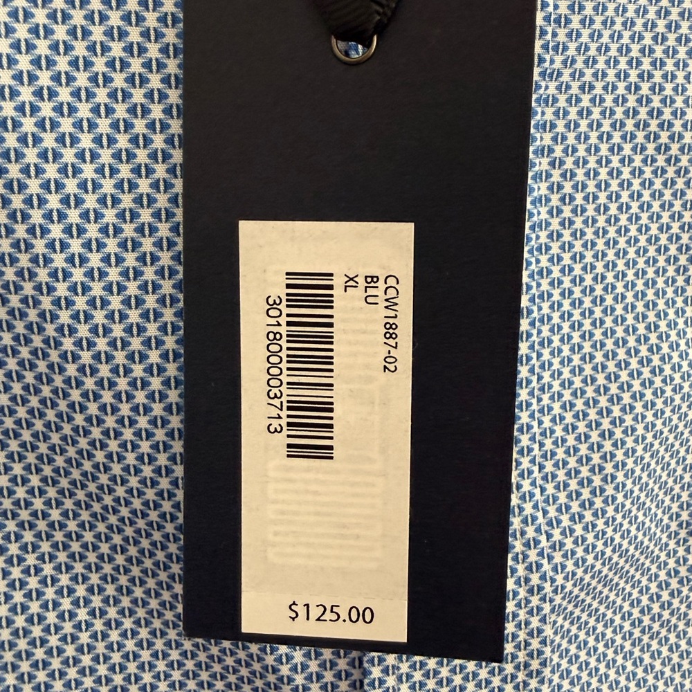 Men's Blue Geometric Casual Button Down Shirt - Picture 2 of 4